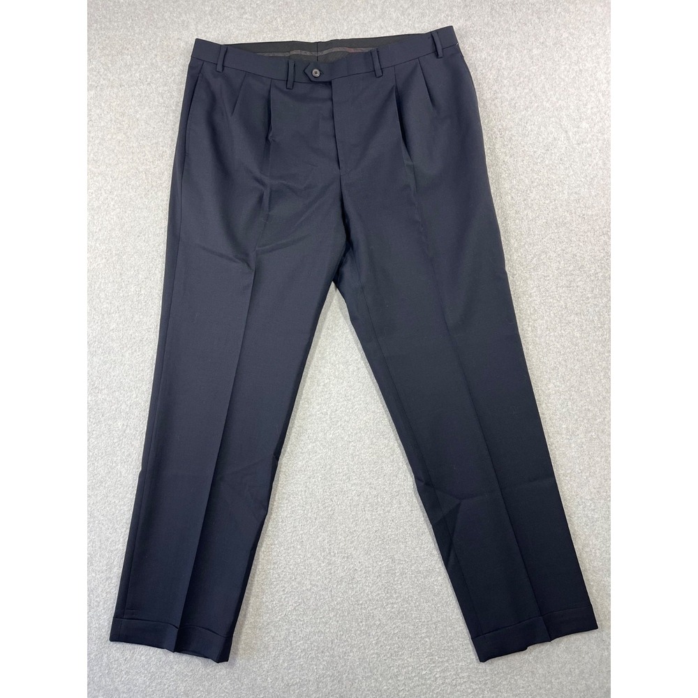 Vintage Lauren Ralph Lauren Dress Pants Mens 40x32 Black Wool Cuffed Pleated